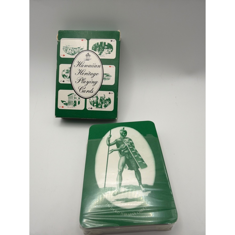 Vintage 1982 Hawaiian Heritage Playing Cards Sealed Deck Hawaii History Green